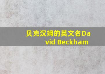 贝克汉姆的英文名David Beckham